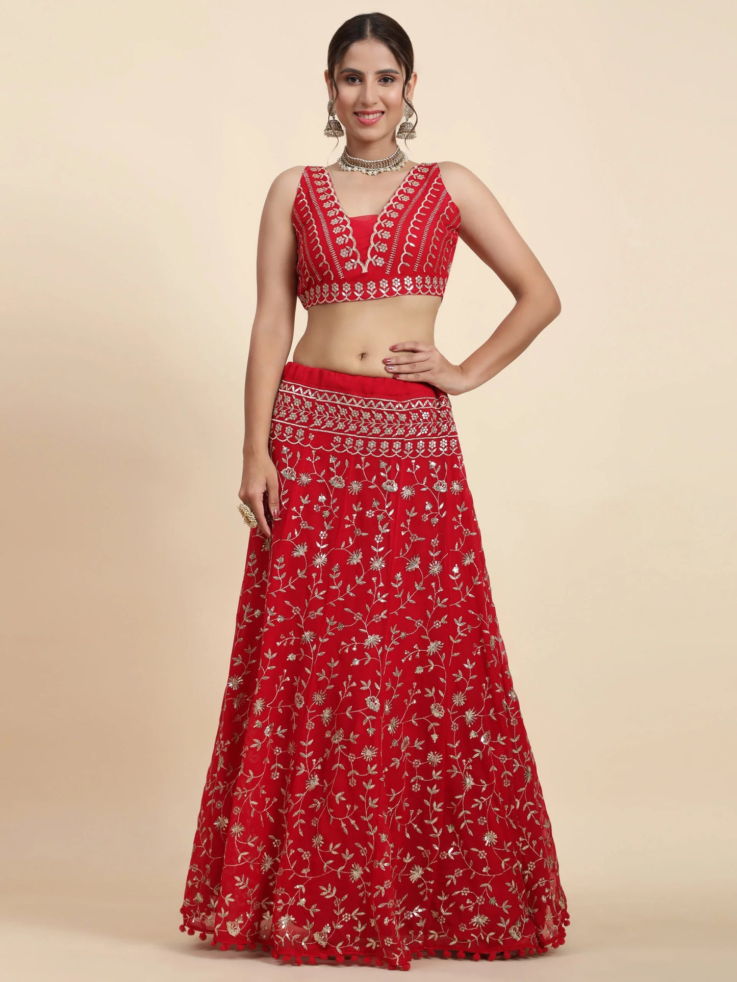 BRIDAL-HOT-RED-EMBROIDERY-WORK-SILK-LEHENGA