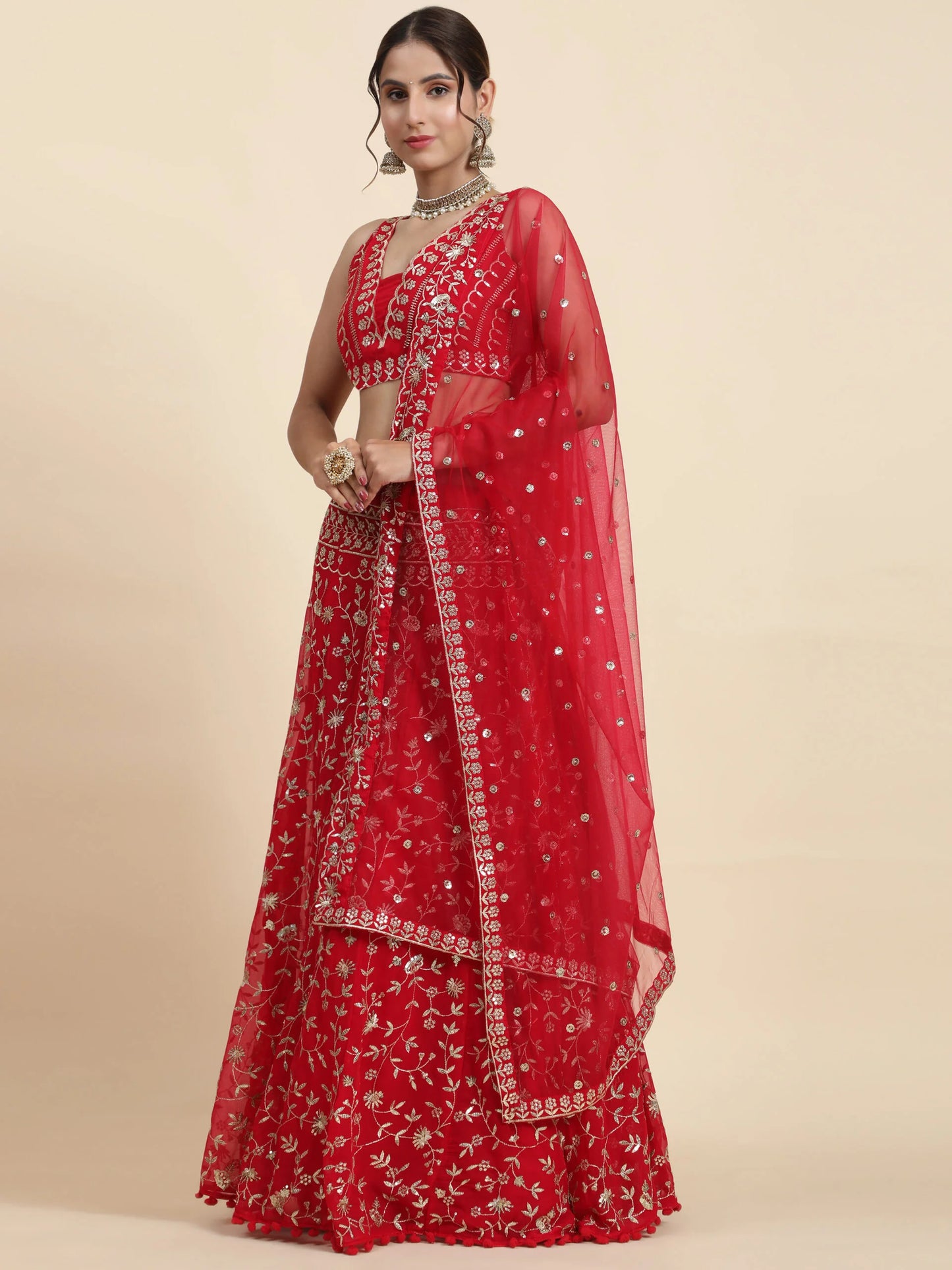 BRIDAL-HOT-RED-EMBROIDERY-WORK-SILK-LEHENGA