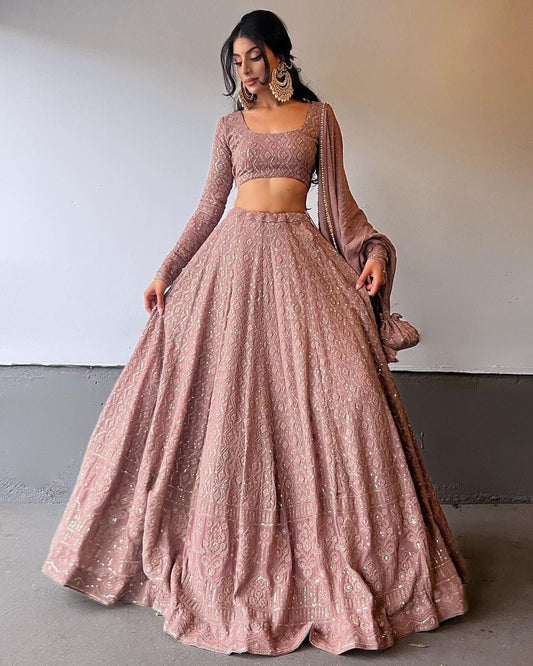 Beautiful Brown Lehenga Choli For Women