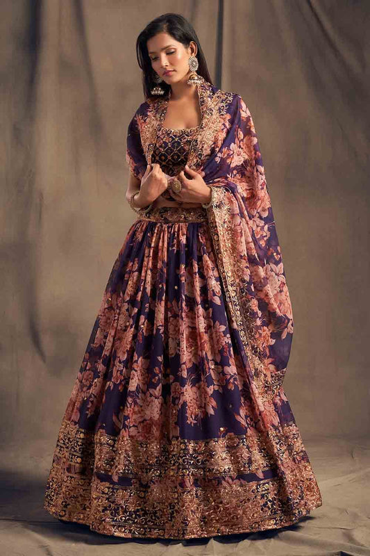 French Violet Lehenga Choli