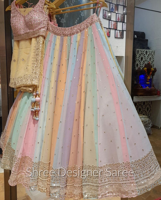 MULTI LAYER MULTI DESIGNER LEHENGA DESIGN