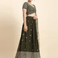 Embellished Thread Work Semi-Stitched Lehenga & Blouse With Dupatta