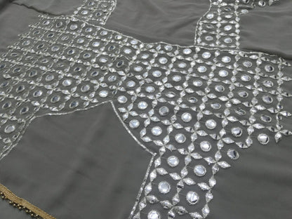 Fox Georgette Lehenga Choli Dupatta Set with Paper Mirror & Jari Work