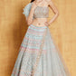 Sea green Organza silk wedding lehenga choli