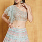 Sea green Organza silk wedding lehenga choli