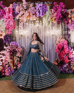 Buy Women Pink Sequin Embroidered Faux Georgette Lehenga