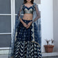 Deep Sea Blue Color Net Sequence Work Lehenga choli