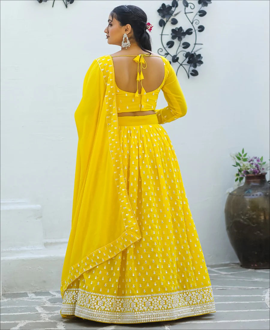 Yellow Georgette Sequence Work Designer Lehenga choli