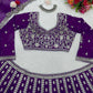 WEDDING WEAR EMBROIDERY SEQUENCE WORK LEHENGA CHOLI WITH DUPATTA PURPLE