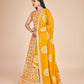 Yellow Faux Georgette Embroidered Sequins Lehenga With Choli And Dupatta Party Wear