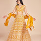 Yellow Faux Georgette Embroidered Sequins Lehenga With Choli And Dupatta Party Wear