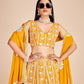 Yellow Faux Georgette Embroidered Sequins Lehenga With Choli And Dupatta Party Wear