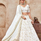 WHITE ZARI AND SEQUINS EMBROIDERED VICHITRA SEMI STITCHED LEHENGA