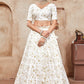 WHITE ZARI AND SEQUINS EMBROIDERED VICHITRA SEMI STITCHED LEHENGA