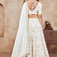 WHITE ZARI AND SEQUINS EMBROIDERED VICHITRA SEMI STITCHED LEHENGA