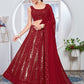 SOOTHING SEQUINS WORK ON MAROON COLOR GEORGETTE FABRIC LEHENGA