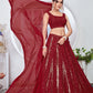 SOOTHING SEQUINS WORK ON MAROON COLOR GEORGETTE FABRIC LEHENGA