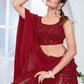 SOOTHING SEQUINS WORK ON MAROON COLOR GEORGETTE FABRIC LEHENGA