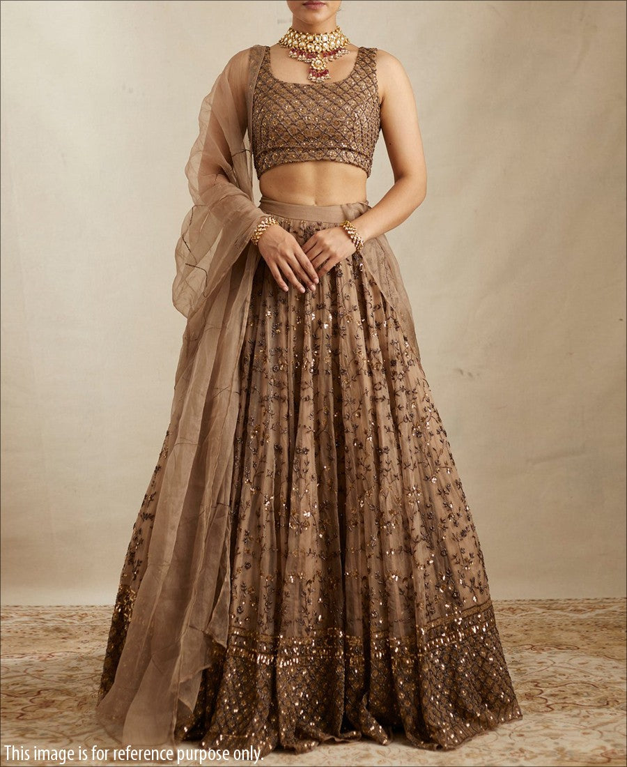 Party Wear Designer Brown Colored Lehenga Choli