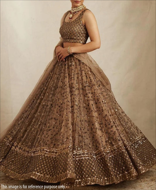 Party Wear Designer Brown Colored Lehenga Choli