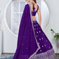 PURPLE ZARI AND SEQUINS EMBROIDERED GEORGETTE SEMI STITCHED LEHENGA