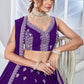 PURPLE ZARI AND SEQUINS EMBROIDERED GEORGETTE SEMI STITCHED LEHENGA