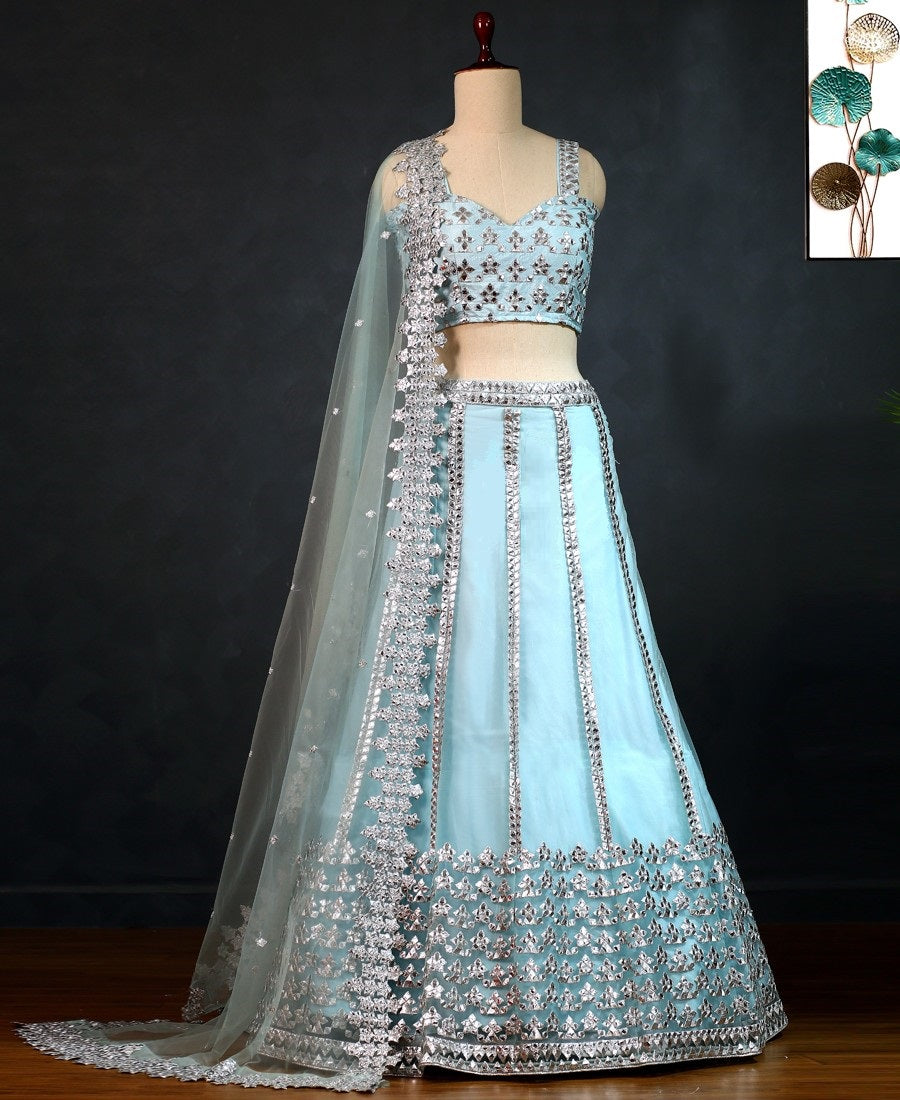 AQUA-BLUE-BUTTERFLY-NET-MIRROR-LEHENGA-CHOLI