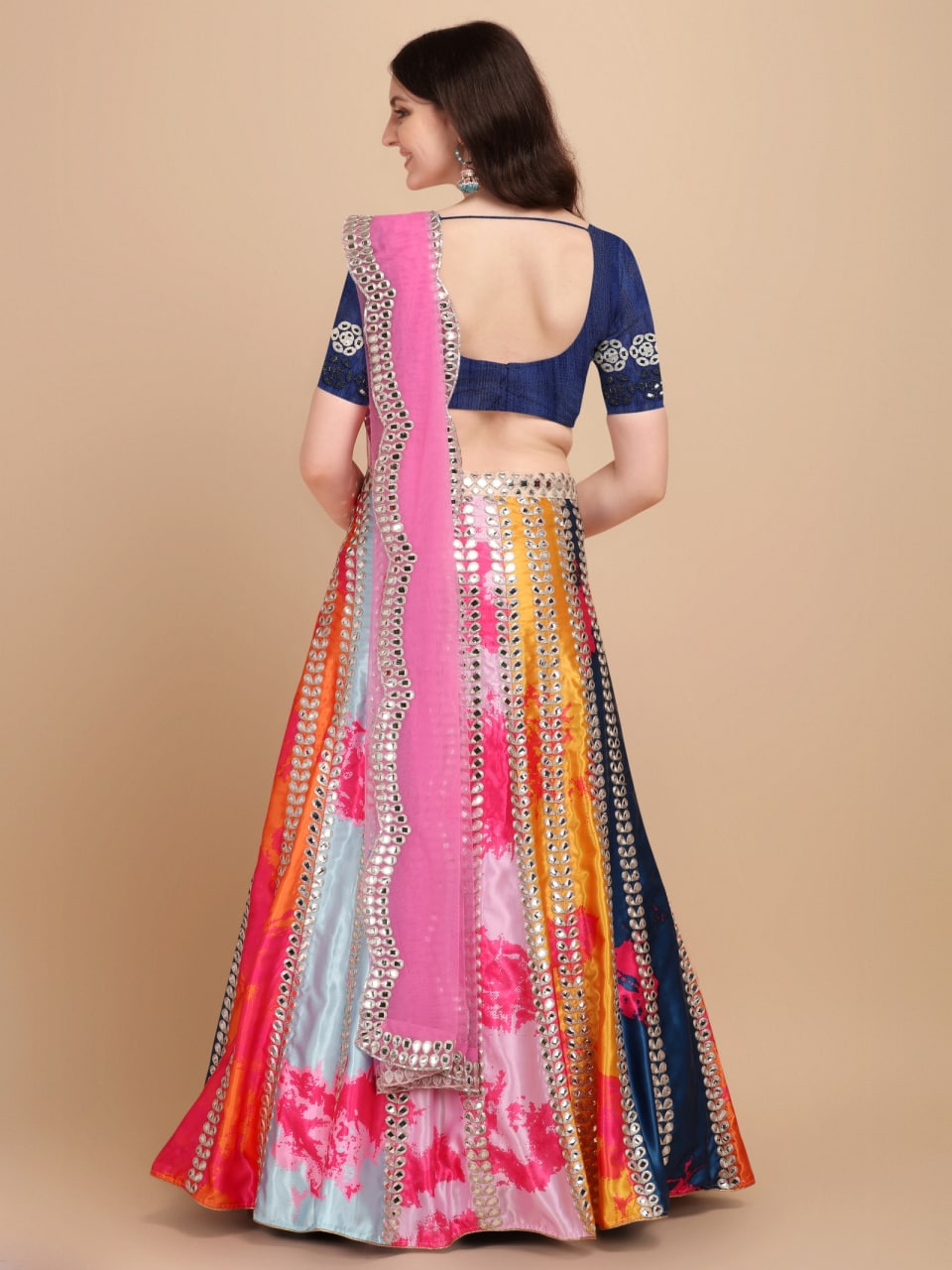 MULTICOLOR-SILK-PRINTED-MIRROR-NAVRATRI-CHOLI